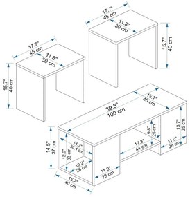 Súprava konferenčných stolíkov Sartos Beige and Atlantic Pine, 3 ks