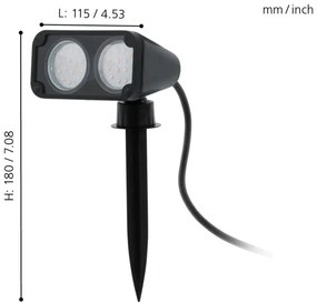 Eglo 75315 - LED Vonkajšia lampa NEMA 2xGU10/2,8W/230V 3000K IP44
