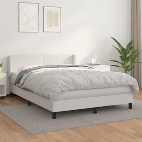 Boxspring posteľ s matracom biely 140x190 cm umelá koža 3130656