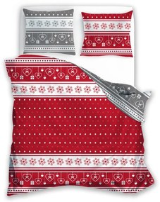 FARO Vianočné obliečky Scandic 029 Vločky červenošedé Bavlna, 140/200, 70/90 cm