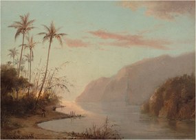 Sklenený obraz - Camille Pissarro, A creek in st. Thomas (Virgin Islands), reprodukcia (70x50 cm)