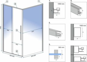 Štvorcový sprchový kút REA SOLAR 90x90 cm, čierny matný/transparent - bez vaničky