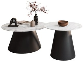 OKRÚHLY KONFERENČNÝ STOLÍK 2ks ZARAH MRAMOR + ČIERNY