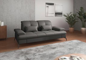 XXXLutz TROJMIESTNA POHOVKA, antracitová, pravá koža Sit & More - Sedačky - 00014401212B