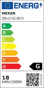 Mexen LDRR, LED stropné svietidlo na zapustenie 22 x 22 cm, 18W, studená - 6500K, 1440 lm, čierna - L211-022-1865-70