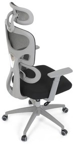 Kancelárska ergonomická stolička GRANT II — sieť, látka, sivá/čierna
