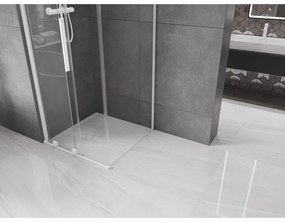 Mexen Velar, sprchový kút s posuvnými dverami 90(dvere) x 90(stena) cm, 8mm číre sklo, biela, 871-090-090-01-20