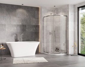 Besco Štvrťkruhový sprchovací kút ZARYA CHROM HR 80x80 (90x90) + vanička AXIM biela BESCO-Rozmery: 80x80