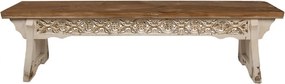 Béžovo-hnedá drevená lavica Brocante wood - 169*36*46 cm