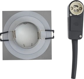 Sada 6 moderných zapustených bodových svetiel Gunmetal Square IP44 - Qure