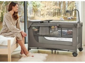 KINDERKRAFT - Cestovná postieľka JOY 2 s doplnkami šedá