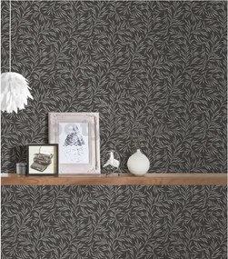 Vliesové tapety na stenu Alpha 333265, rozmer 10,05 m x 0,53 m, florálny vzor biely na sivom podklade, A.S. CRÉATION