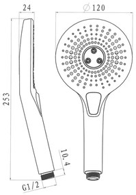 Mereo Mereo, Ručná sprcha trojpolohová Ø 12 cm, MER-CB565A