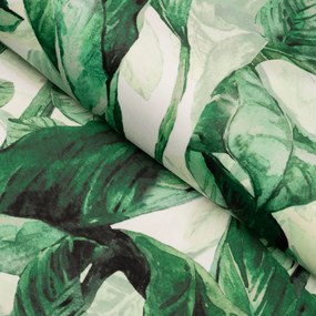 Biante Zamatový štvorcový obrus Tamara TMR-028 Veľké zelené listy 80x80 cm