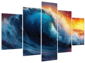 Obraz - Vlna v západu slnka (150x105 cm)