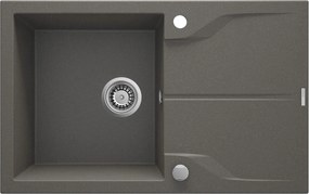 Deante Andante Flush, granitový drez 780x490x194 mm, 3,5" + priestorovo úsporný sifón, 1-komorový, antracitová mezalíza, ZQN_T11F