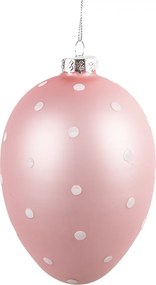 Ružové závesné sklenené vajíčko s bodkami Egg - Ø 10*16 cm
