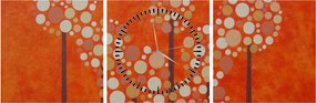 Obraz - Oranžový les (s hodinami) (90x30 cm)