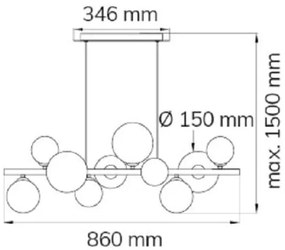 Wofi 6014.10.24.9000 - LED Luster na lanku VILLA 10xG9/3W/230V čierna/chróm