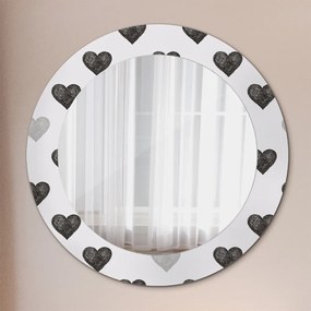 Okrúhle zrkadlo s potlačou Abstraktné srdcia fi 60 cm