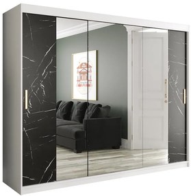 Skriňa Marmur T2 250 biely/mramor čierna