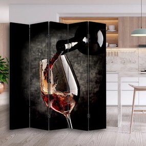 Ozdobný paraván, Vůně červeného vína - 180x170 cm, päťdielny, klasický paraván