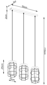 Sollux SL.1264 - Luster na lanku GOTTO 3xE27/15W/230V čierna