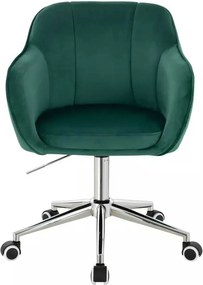 LuxuryForm DESIGN Stolička AVOLA VELUR na striebornej podstave s kolieskami - zelená