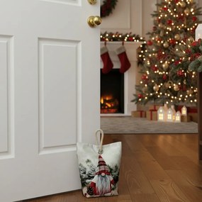 Forbyt Vianočná dverná zarážka Škriatok červená, 22 x 23