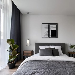 Závesné svietidlo Arame, 1x biele sklenené/čierne drôtené tienidlo, b