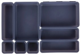 VILDE Súprava 8 kusov organizérov do zásuvky, antracitová, MODULAR 31 cm x 46 cm x 4,5 cm