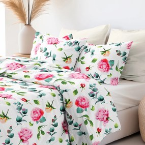 Goldea bavlnené posteľné obliečky - veľké kvety pivonky 140 x 200 a 70 x 90 cm