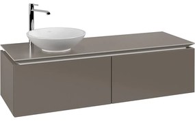 VILLEROY &amp; BOCH Legato závesná skrinka pod umývadlo na dosku (umývadlo vľavo), 2 zásuvky, 1400 x 500 x 380 mm, Truffle Grey, B58700VG
