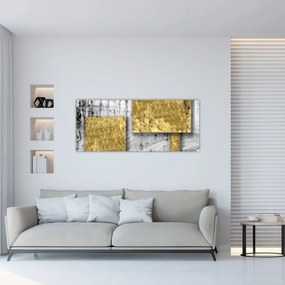 Obraz - Zlaté štvorce N⁰3 (120x50 cm)