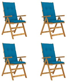 Záhradné sklápacie stoličky 4 ks s podložkami akáciový masív 3065366