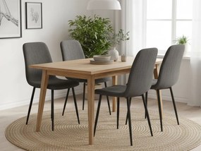 Sivá jedálenská stolička RIFT s čiernymi nohami