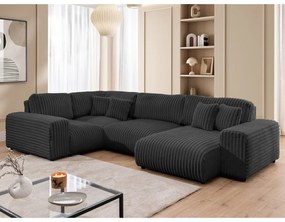 Tmavosivá menčestrová rohová pohovka (ľavý roh/do tvaru "U") Justin – Ropez