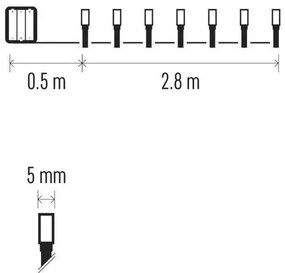 Vianočná reťaz LED 2,8 m, teplá biela