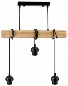 BERGE Závesné stropné svietidlo LED drevený trám 3xE27 Luster Spring biely
