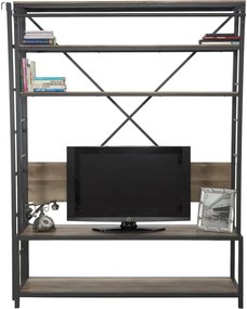 Čierna kovová knižnica s rebríkom Mauro Ferretti Manhattan, výška 210 cm