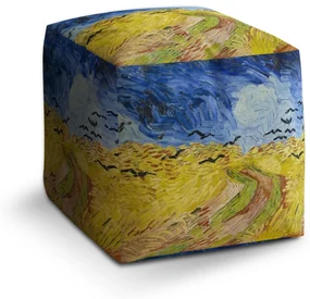 Sablio Taburet Cube Pšeničné pole s vranami - Vincent van Gogh: 40x40x40 cm