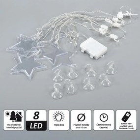 Nexos 86336 Svetelný záves Hviezdy, 8 LED, teplo biela