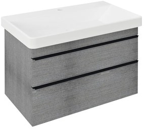 Sapho Sapho, SITIA umývadlová skrinka 75,6x50x44,2cm, 2x zásuvka, dub strieborný, SI080-1111