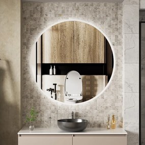 Erga Deam, okrúhle LED zrkadlo 120cm, 3 farby svetla, predné osvetlenie, vyhrievacia podložka proti zapareniu, ERG-V01-Deam-1212-CL