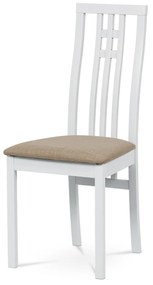 Autronic - jedálenská stolička, masív biely/látka béžová - BC-2482 WT AKCE