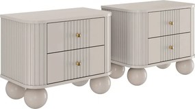 Súprava nočných stolíkov Vesper 56 cm - kašmír / zlaté úchytky / guľové nohy