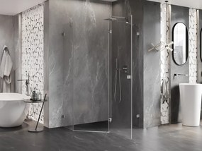 Mexen Lunar, pravý výklopný päťuholníkový sprchový kút 100 x 80 cm, 8mm číre sklo, oceľový profil, 831-100P-080L-97-00-P