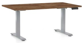 Výškovo nastaviteľný stôl OfficeTech D, 140 x 80 cm, sivá podnož, dub silverjack