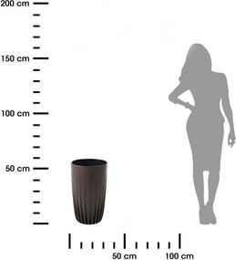 PLASTOVÝ KVETINÁČ STRIPPED ECO 51X30 CM TMAVOHNEDÁ