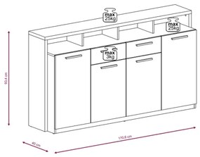 Komoda LEBY dub sonoma/biela